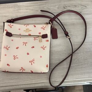 Coach Cream and Burgundy Crossbody Bag
